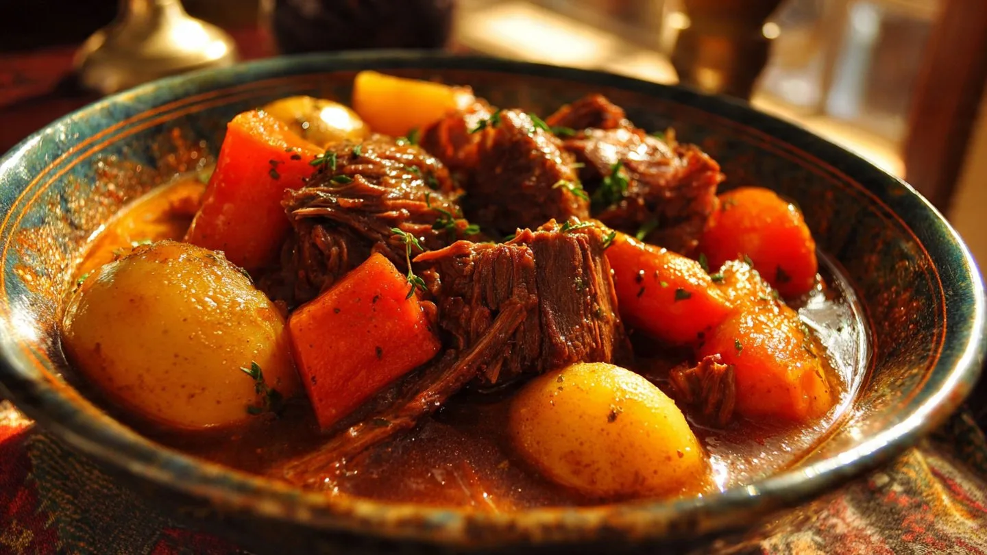 Melt-in-Your-Mouth Crock Pot Chuck Roast crock pot chuck roast Melt-in-your-mouth crock pot chuck roast served with vegetables