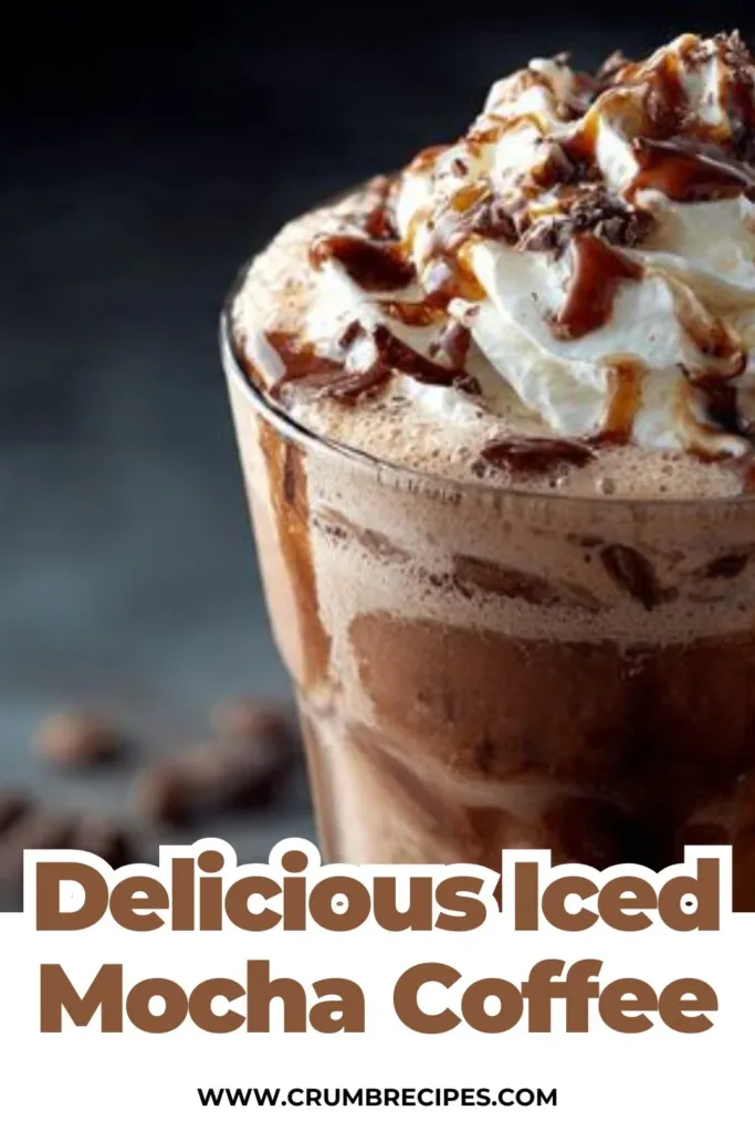 Refreshing Iced Mocha Coffee in a glass with whipped cream on top