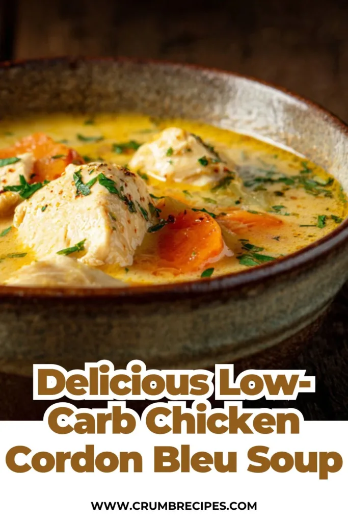Low-Carb Chicken Cordon Bleu Soup chicken cordon bleu Low-Carb Chicken Cordon Bleu Soup in a bowl with garnishes
