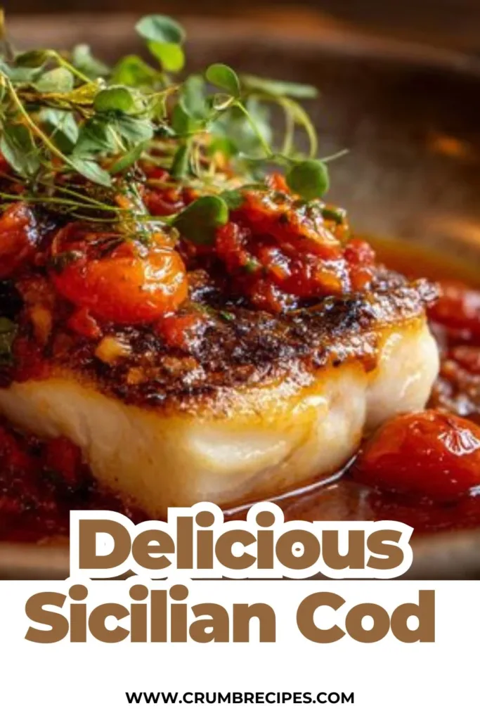 Deliciously cooked Sicilian Cod served with fresh herbs and Mediterranean ingredients.