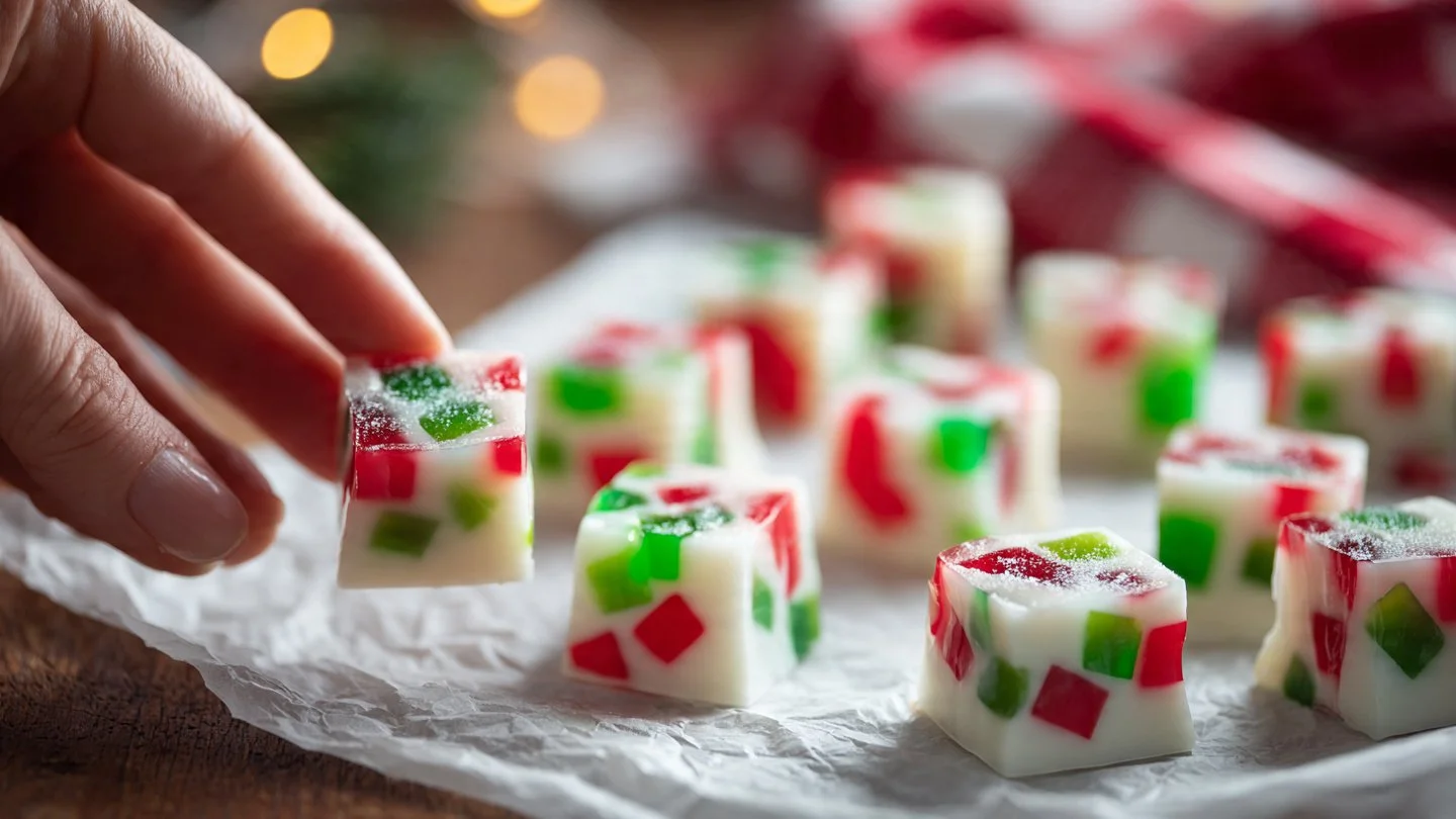 Delicious white chocolate marshmallow candies arranged on a plate