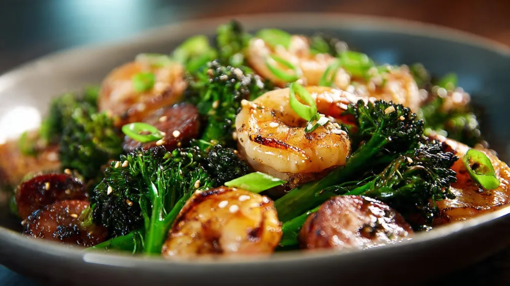 Honey Garlic Shrimp Sausage Broccoli honey garlic shrimp Honey Garlic Shrimp Sausage Broccoli