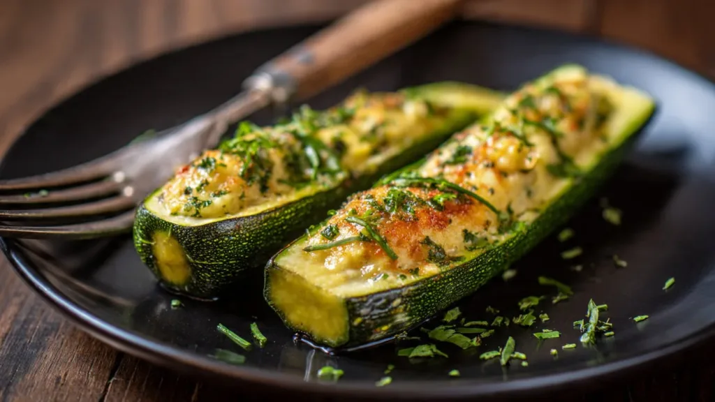 Baked Zucchini with Goat Cheese and Mint