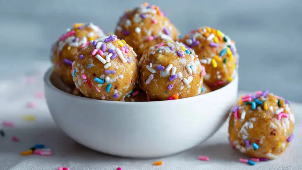 Birthday Cake Batter Protein Balls