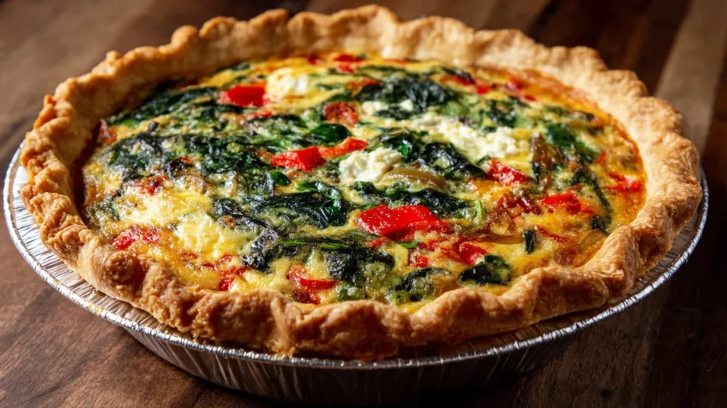 Caramelized Goat Cheese Quiche with Spinach