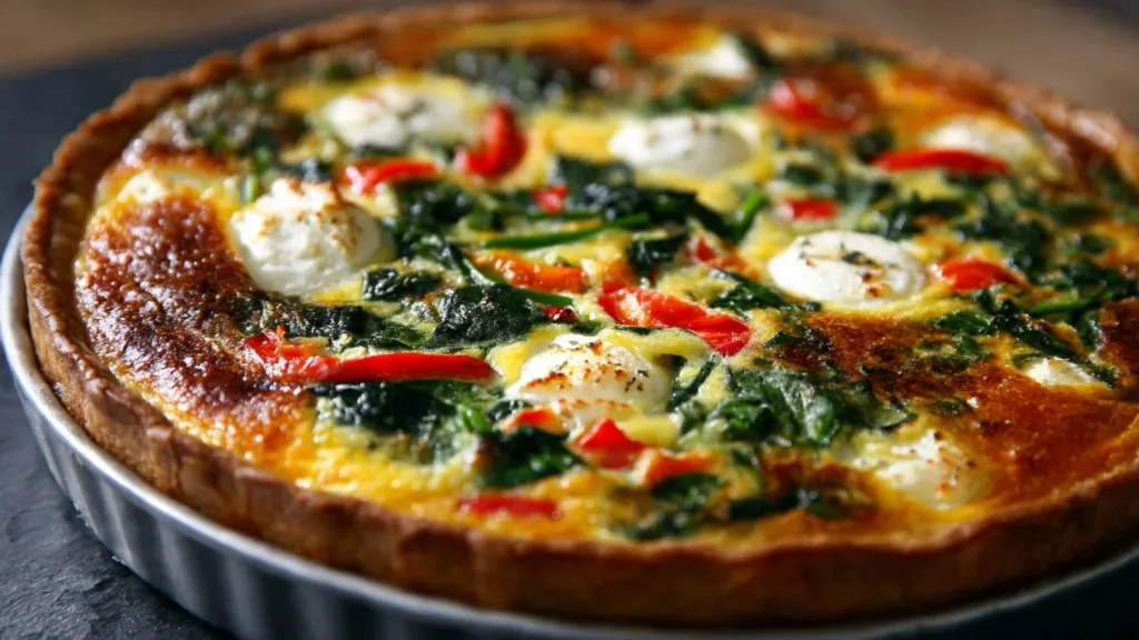 Caramelized Goat Cheese Quiche with Spinach