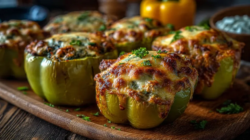 Cheesy Spinach Stuffed Peppers stuffed peppers Cheesy Spinach Stuffed Peppers