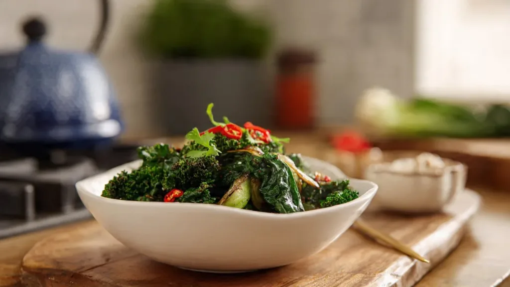 Garlic Sauteed Cabbage Kale Skillet