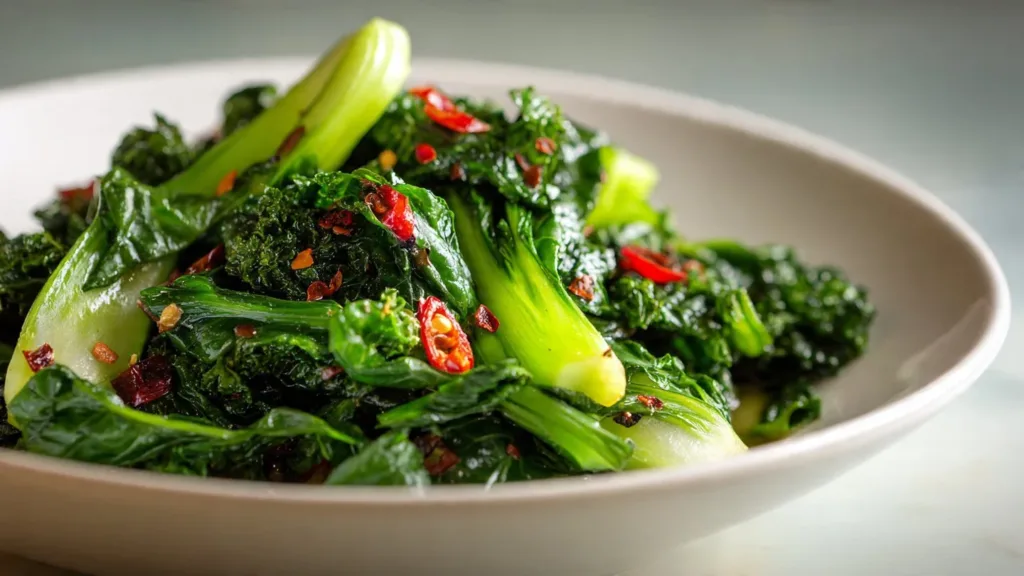 Garlic Sauteed Cabbage Kale Skillet