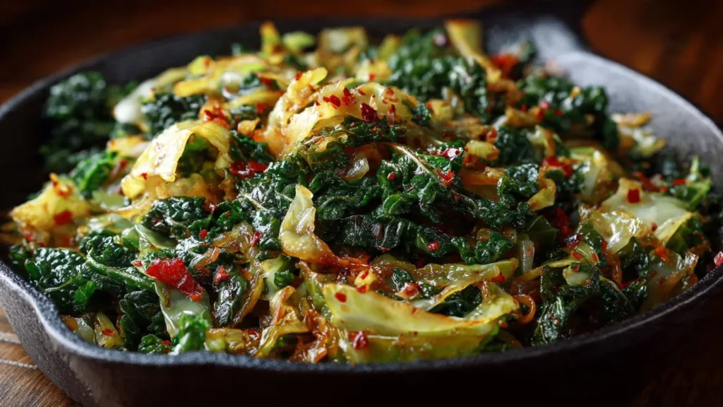 Garlic Sautéed Cabbage Kale Skillet