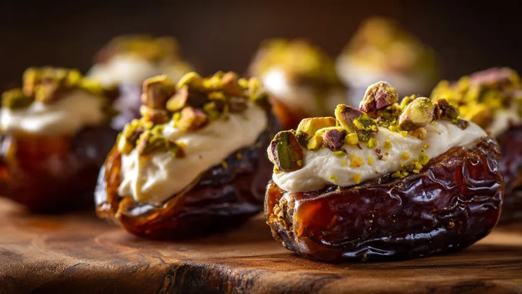 Honey Pistachio Ricotta Stuffed Dates