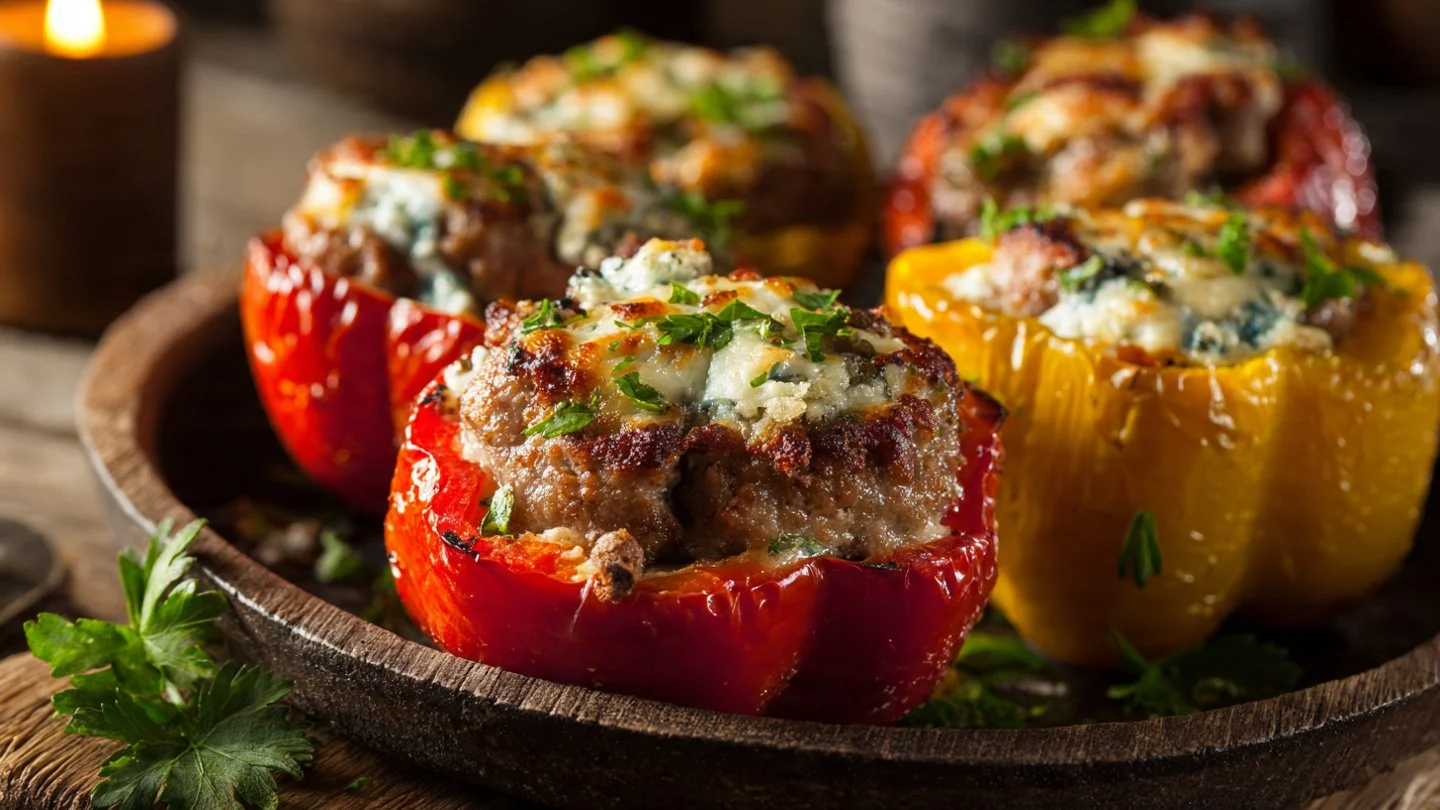 Keto Sausage and Cream Cheese Stuffed Peppers