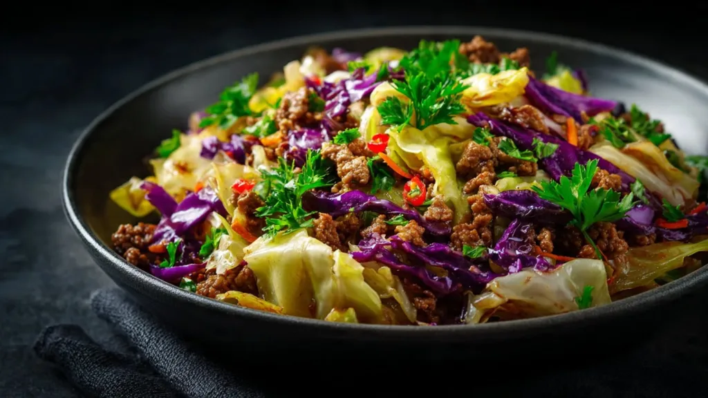 Low-Carb Cabbage and Beef Stir Fry