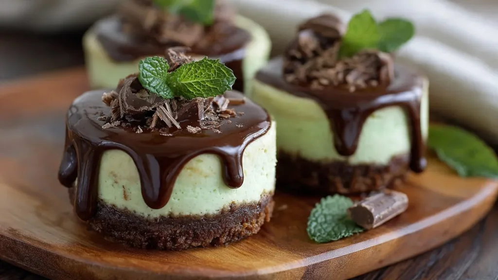 Mini Cheesecakes with Chocolate and Andes Mint