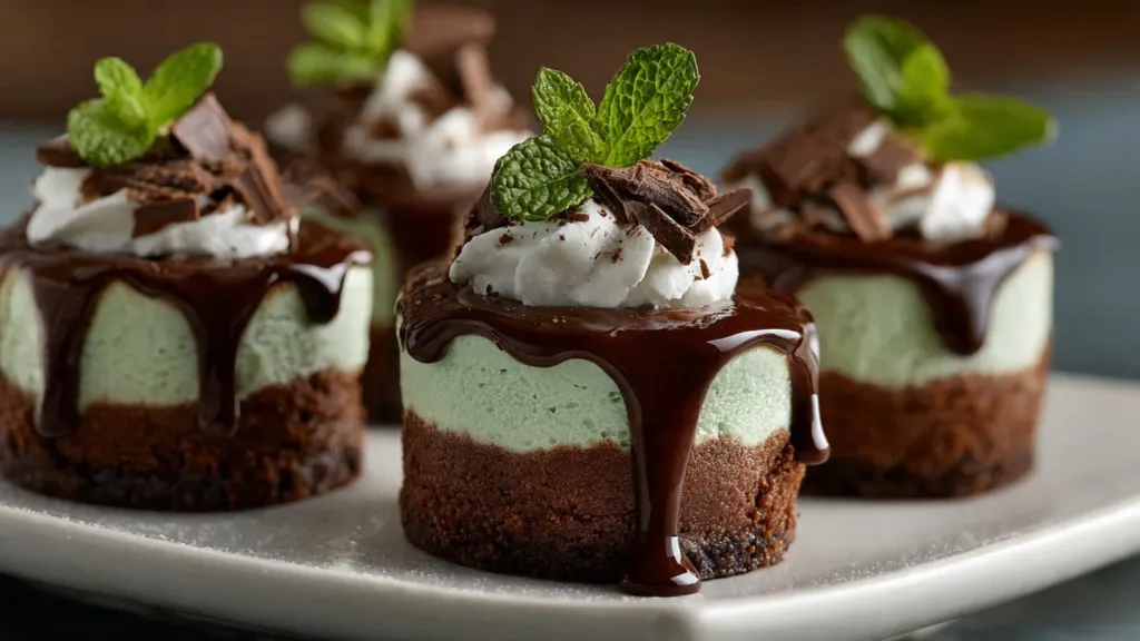Mini Cheesecakes with Chocolate and Andes Mint