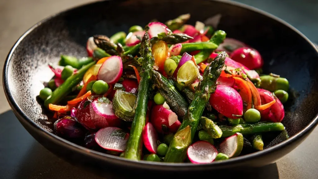 Roasted Asparagus and Radishes with Mustard Vinaigrette