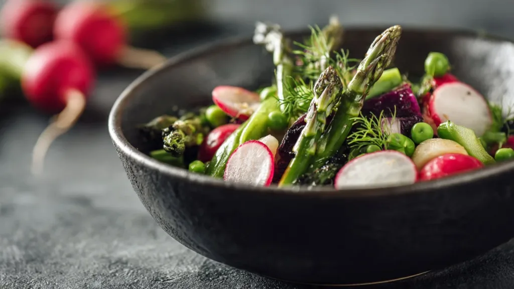 Roasted Asparagus and Radishes with Mustard Vinaigrette