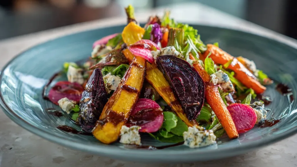 Roasted Beets and Carrots Salad with Burrata
