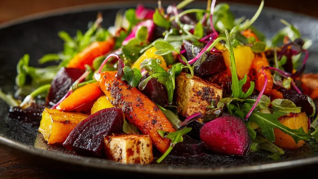 Roasted Beets and Carrots Salad with Burrata