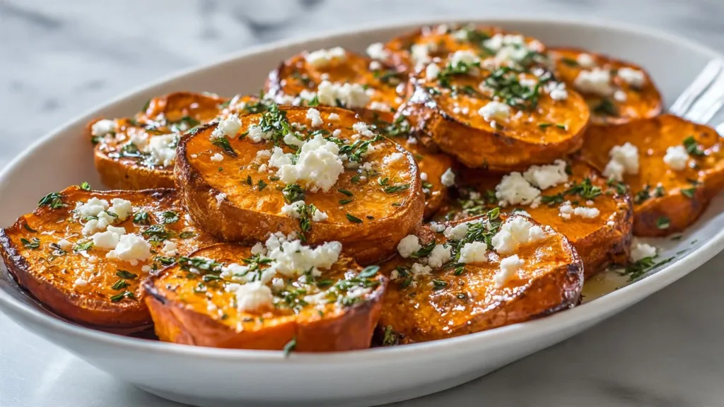 Roasted Sweet Potato Rounds with Honey & Feta