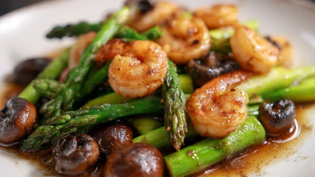 Shrimp and Asparagus Stir-Fry with Mushrooms