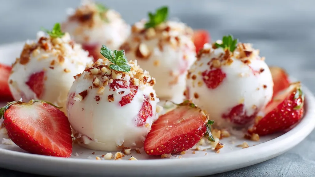 Strawberry Cheesecake Protein Balls strawberry cheesecake Strawberry Cheesecake Protein Balls