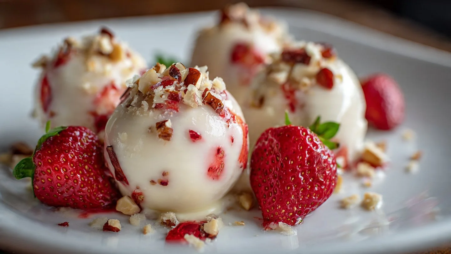 Strawberry Cheesecake Protein Balls strawberry cheesecake Strawberry Cheesecake Protein Balls