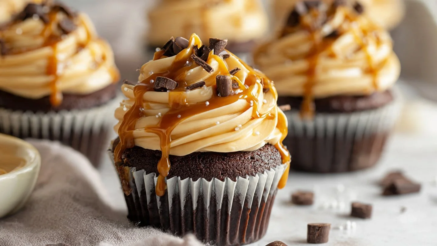 Chocolate Espresso Cupcakes with Salted Caramel Buttercream