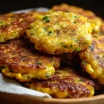 Golden crispy corn fritters served with dipping sauce