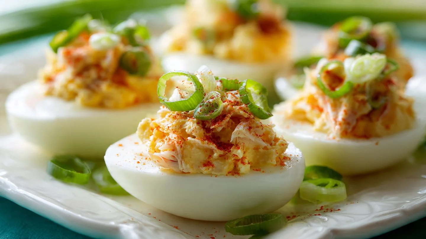 Crab Rangoon Deviled Eggs