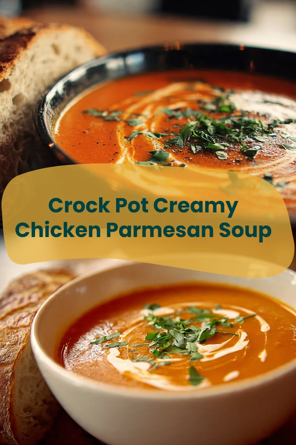 Crock Pot Creamy Chicken Parmesan Soup