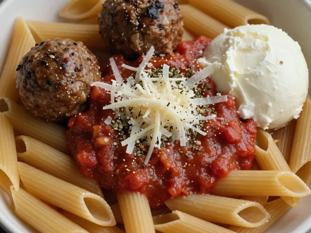 Dump and Bake Meatball Casserole with Pasta