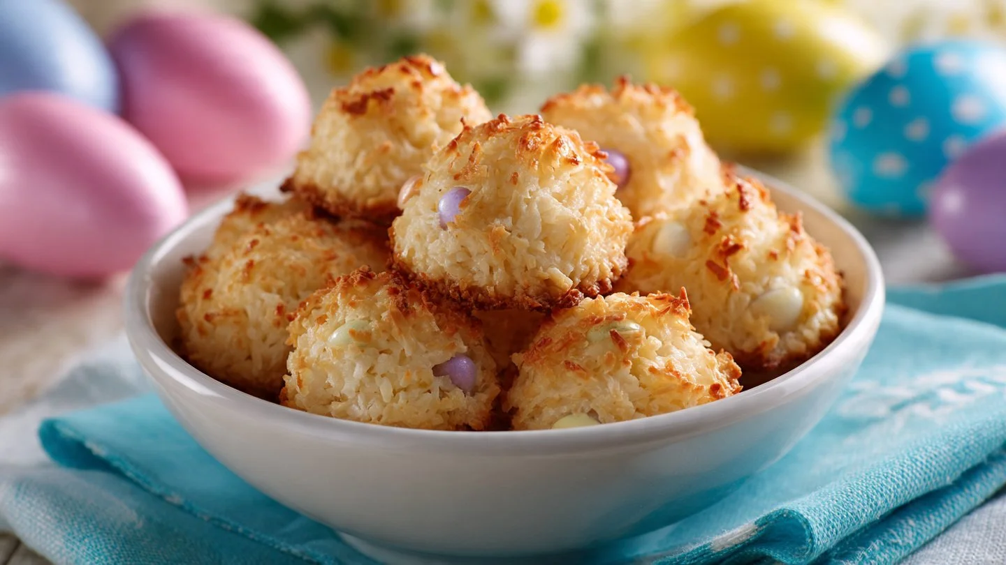 Easter Coconut Macaroons with Cadbury Chocolate Eggs