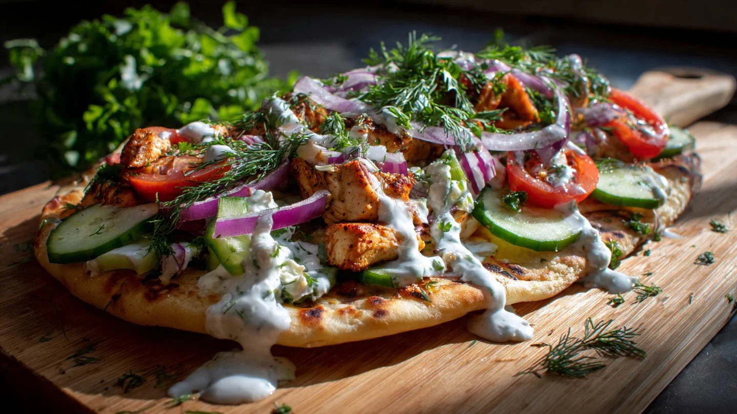 Greek Chicken Flatbread