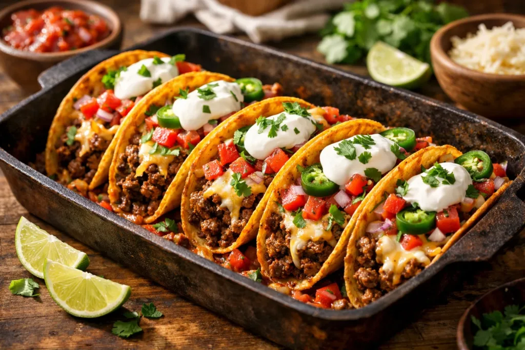 Ground Beef Baked Tacos
