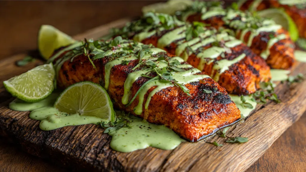 Baked Cajun Salmon with Creamy Avocado Lime Sauce: A Quick & Tasty Delight!