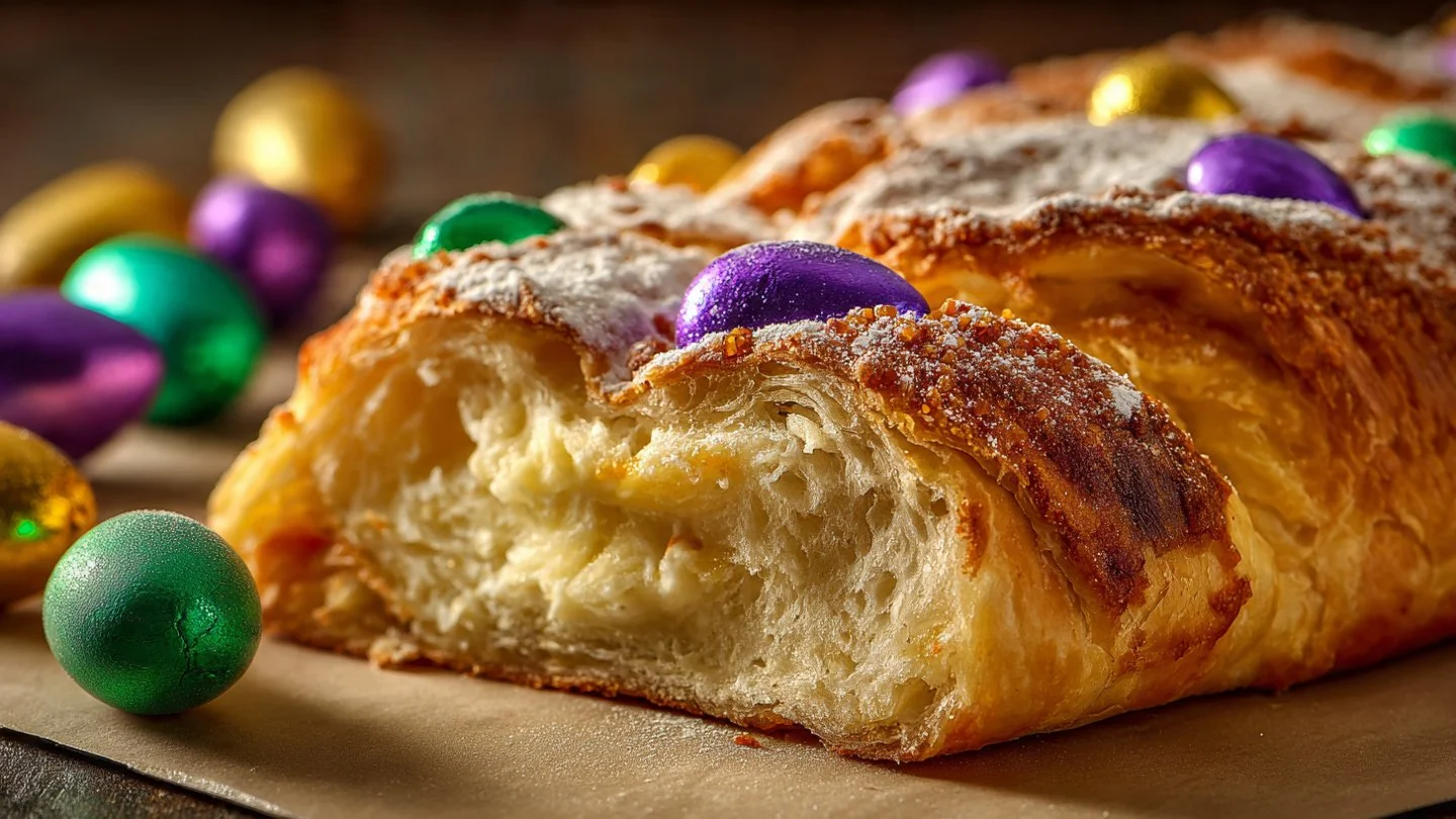 King Cake with Cream Cheese Filling King Cake Indulge in King Cake with Cream Cheese Filling Today