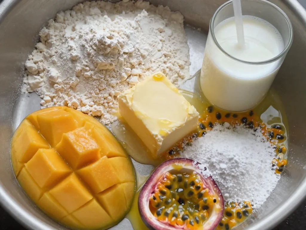 Mango Muffins with Passion Fruit Glaze