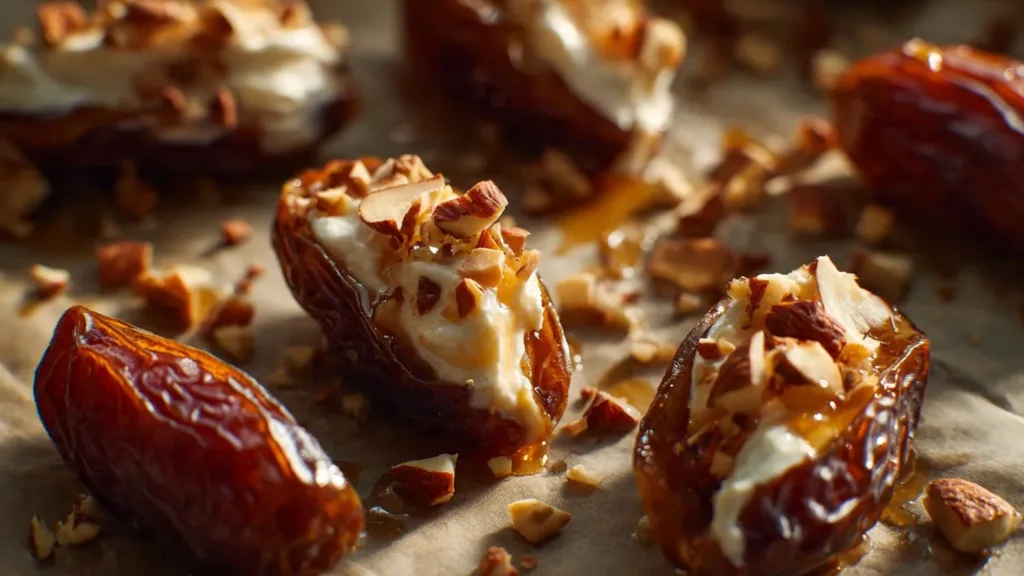 Mascarpone-Stuffed Medjool Dates with Maple Drizzle Easy Elegant Appetizer