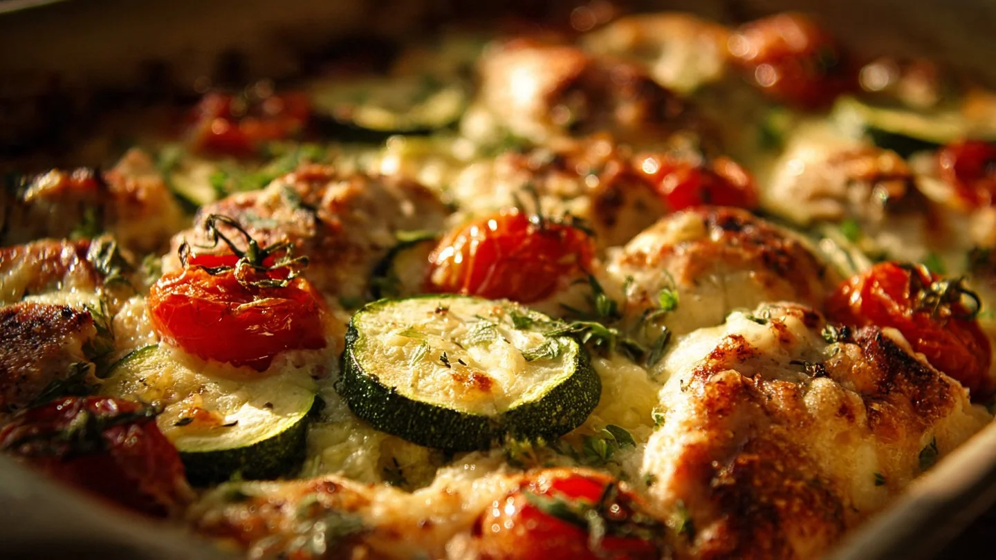 Mediterranean Chicken Zucchini Bake