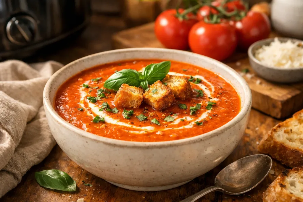 Slow Cooker Tomato Basil Soup