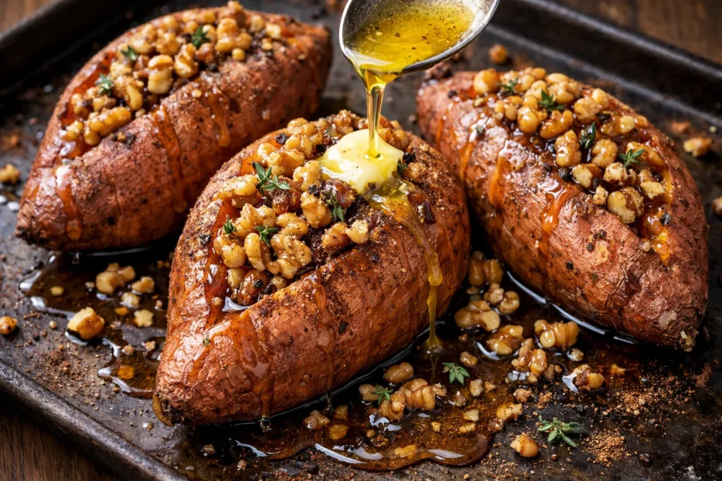 Walnut Maple Roasted Sweet Potatoes