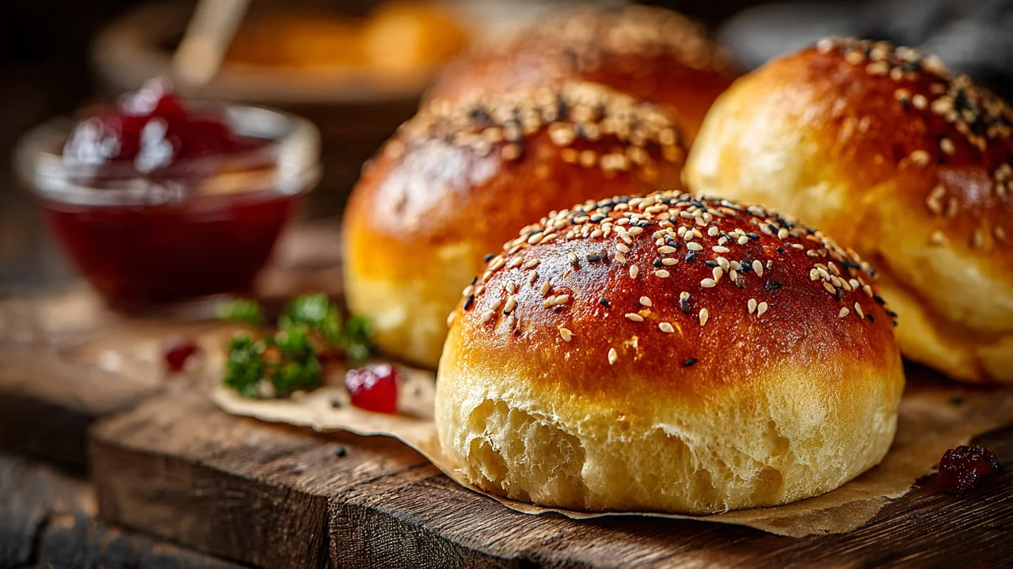 Homemade 3-ingredient carnivore buns on a wooden table