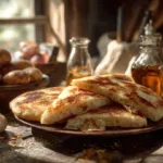 Delicious homemade Irish Potato Farls on a wooden table