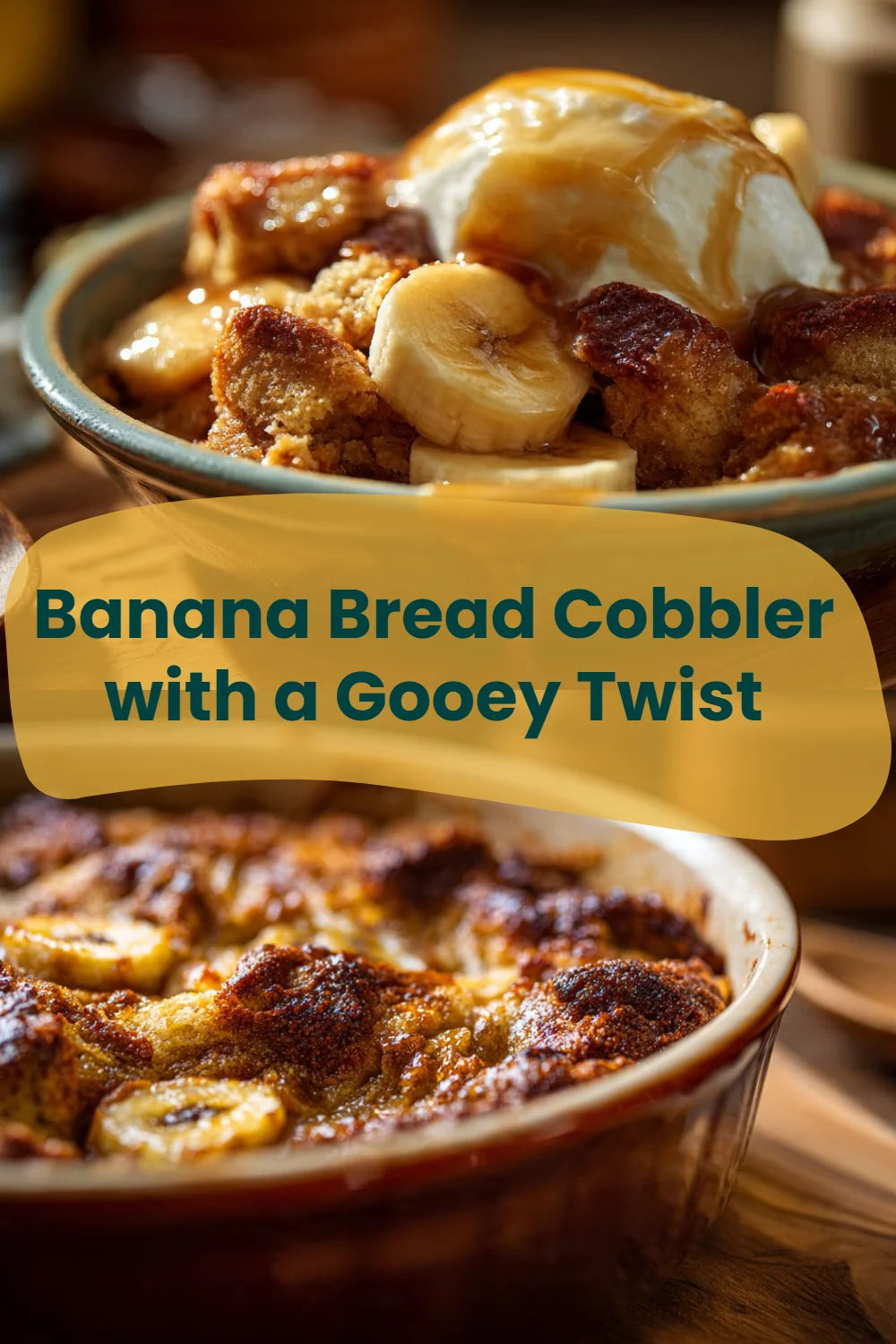 Banana Bread Cobbler with a Gooey Twist