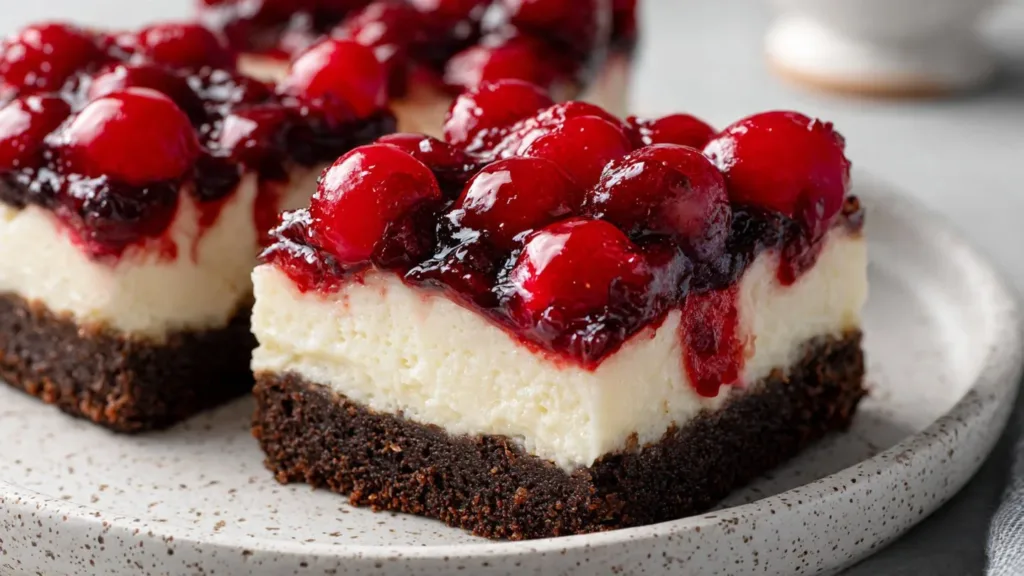 Black Forest Cheesecake Bars: Chocolate-Cherry Cheesecake Squares for Parties Cheesecake Bars Black Forest Cheesecake Bars: Chocolate-Cherry Cheesecake Squares for Parties