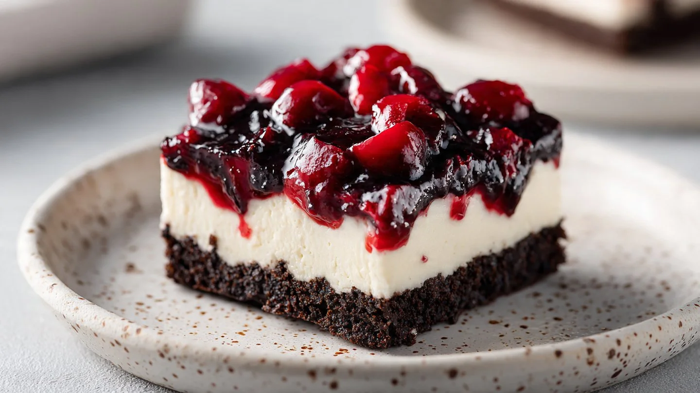 Black Forest Cheesecake Bars: Chocolate-Cherry Cheesecake Squares for Parties Cheesecake Bars Black Forest Cheesecake Bars