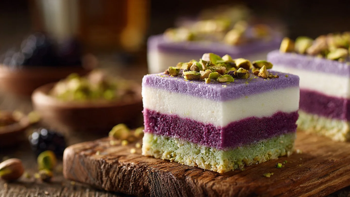 Blackberry Pistachio Dream Bars