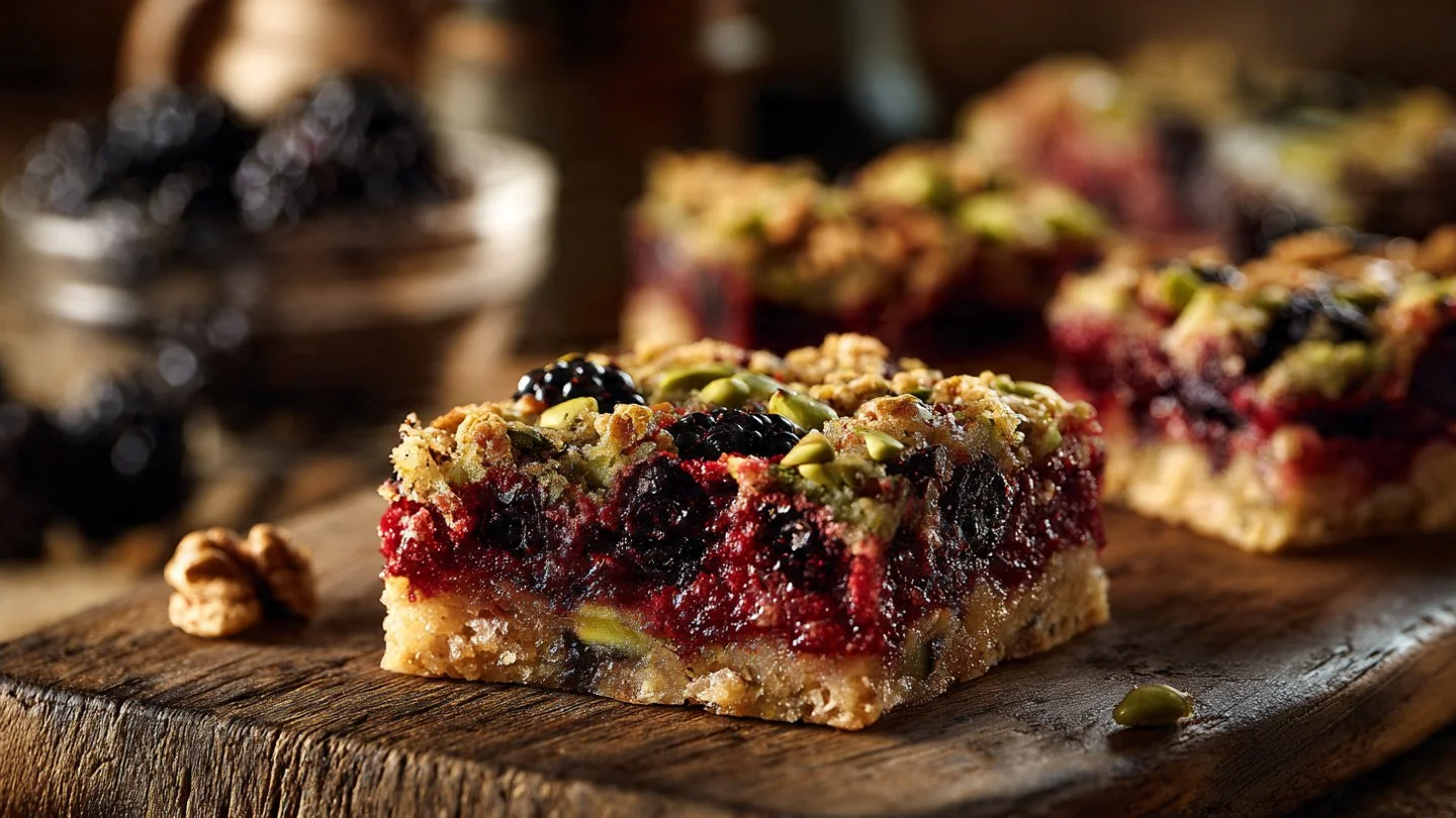 Blackberry Pistachio Dream Bars