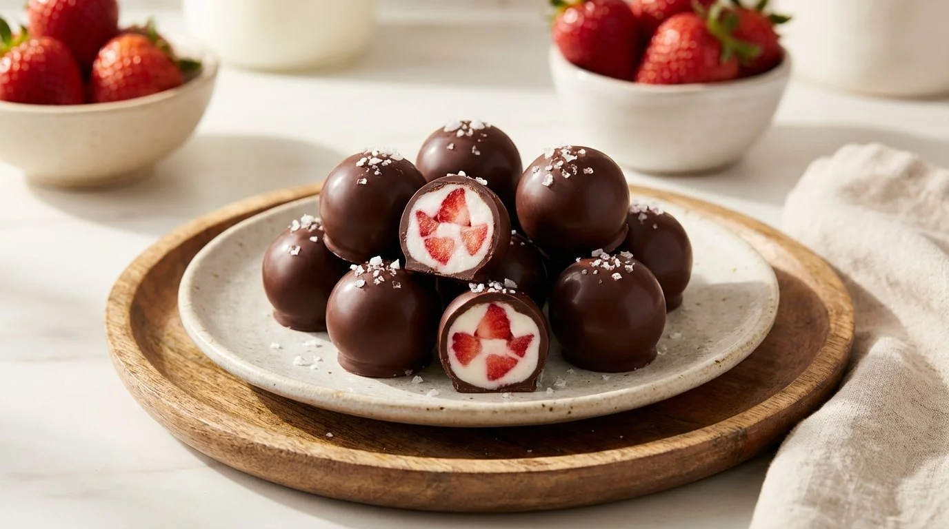 Chocolate-Covered Strawberry Yogurt Bites